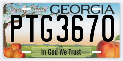 GA license plate PTG3670