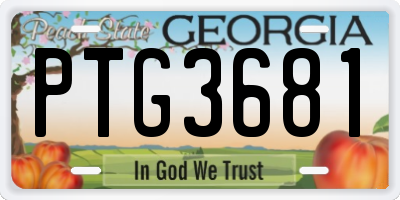 GA license plate PTG3681