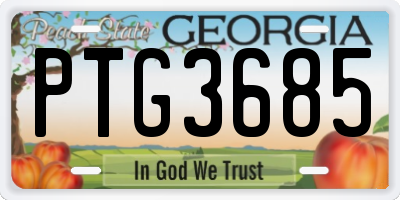 GA license plate PTG3685