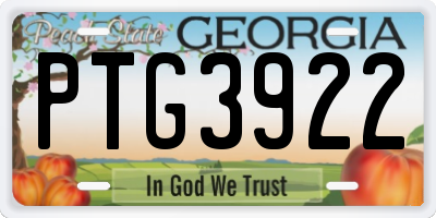 GA license plate PTG3922