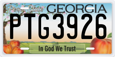 GA license plate PTG3926