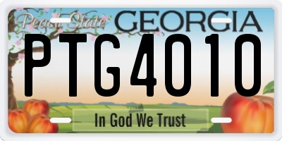 GA license plate PTG4010