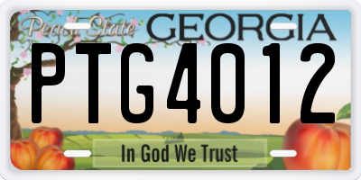 GA license plate PTG4012