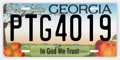 GA license plate PTG4019