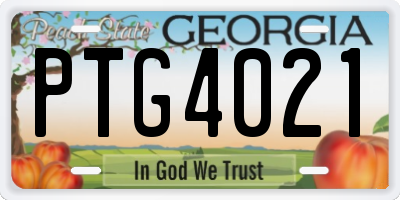 GA license plate PTG4021