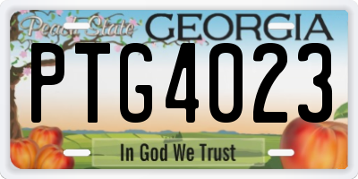 GA license plate PTG4023