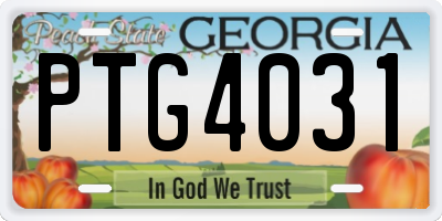 GA license plate PTG4031