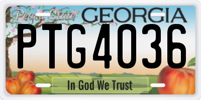 GA license plate PTG4036