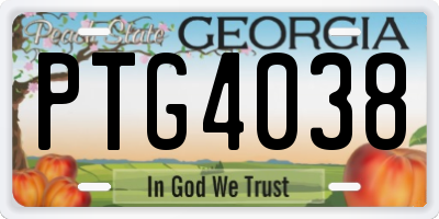 GA license plate PTG4038