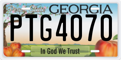 GA license plate PTG4070