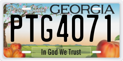 GA license plate PTG4071
