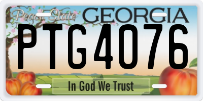 GA license plate PTG4076