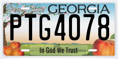 GA license plate PTG4078