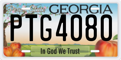 GA license plate PTG4080