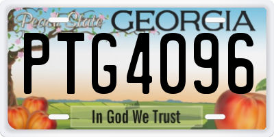 GA license plate PTG4096