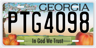 GA license plate PTG4098