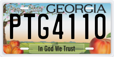 GA license plate PTG4110