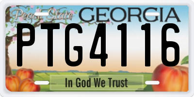 GA license plate PTG4116