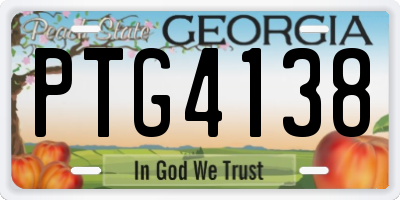 GA license plate PTG4138