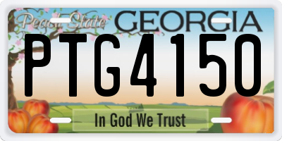 GA license plate PTG4150
