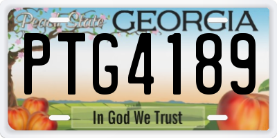 GA license plate PTG4189