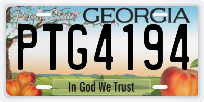 GA license plate PTG4194