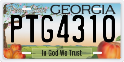 GA license plate PTG4310