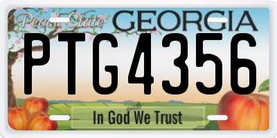 GA license plate PTG4356