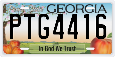 GA license plate PTG4416