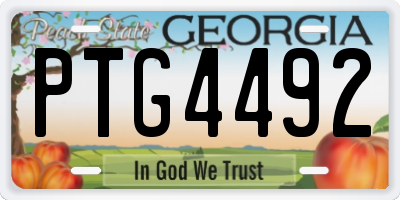 GA license plate PTG4492