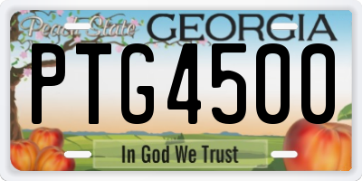 GA license plate PTG4500