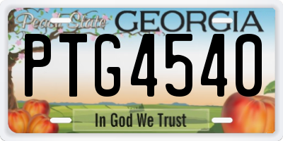 GA license plate PTG4540