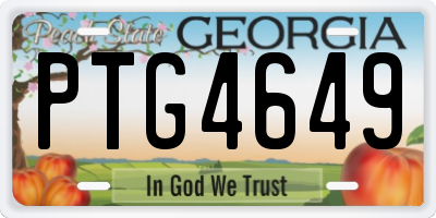 GA license plate PTG4649
