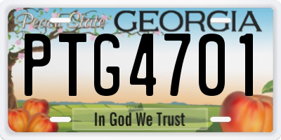 GA license plate PTG4701