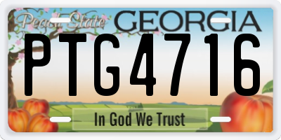 GA license plate PTG4716