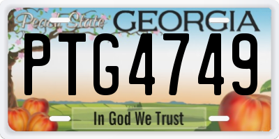 GA license plate PTG4749