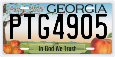 GA license plate PTG4905