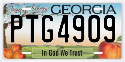 GA license plate PTG4909