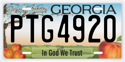 GA license plate PTG4920