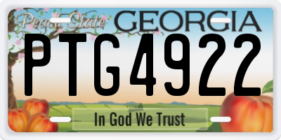 GA license plate PTG4922