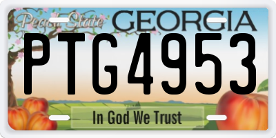 GA license plate PTG4953