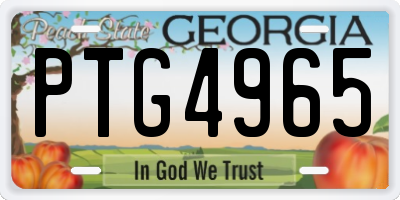 GA license plate PTG4965