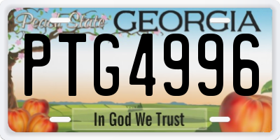 GA license plate PTG4996