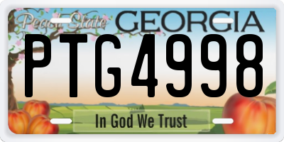GA license plate PTG4998