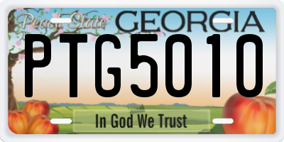 GA license plate PTG5010