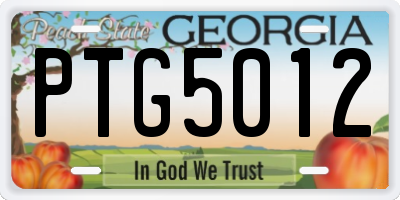 GA license plate PTG5012