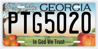 GA license plate PTG5020