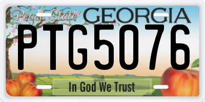 GA license plate PTG5076
