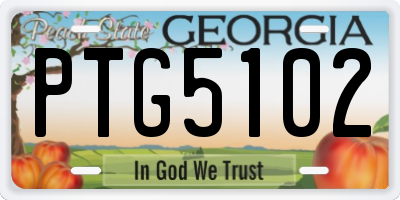 GA license plate PTG5102