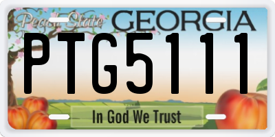 GA license plate PTG5111